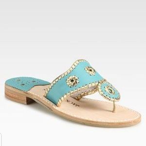 Jack Rogers Rio Navajo Sandals in Teal and Gold